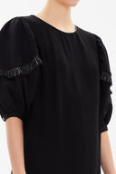 Black Balloon sleeve wide cut midi dress 92048