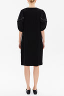 Black Balloon sleeve wide cut midi dress 92048