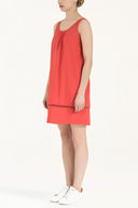 Red Embroidered midi dress 92082