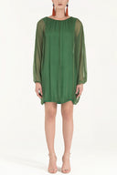 Green Elastic wide cut chiffon mini dress 92085