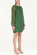 Green Elastic wide cut chiffon mini dress 92085