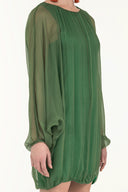 Green Elastic wide cut chiffon mini dress 92085