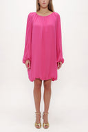 Fuchsia Elastic wide cut chiffon mini dress 92085