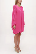 Fuchsia Elastic wide cut chiffon mini dress 92085