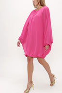 Fuchsia Elastic wide cut chiffon mini dress 92085
