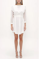 White Embroidered elastic  waist viscose mini  dress  92096