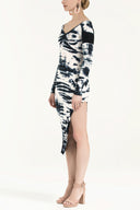 White Boat neck degraded woven midi dress 92120