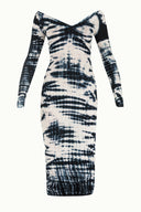 White Boat neck degraded woven midi dress 92120