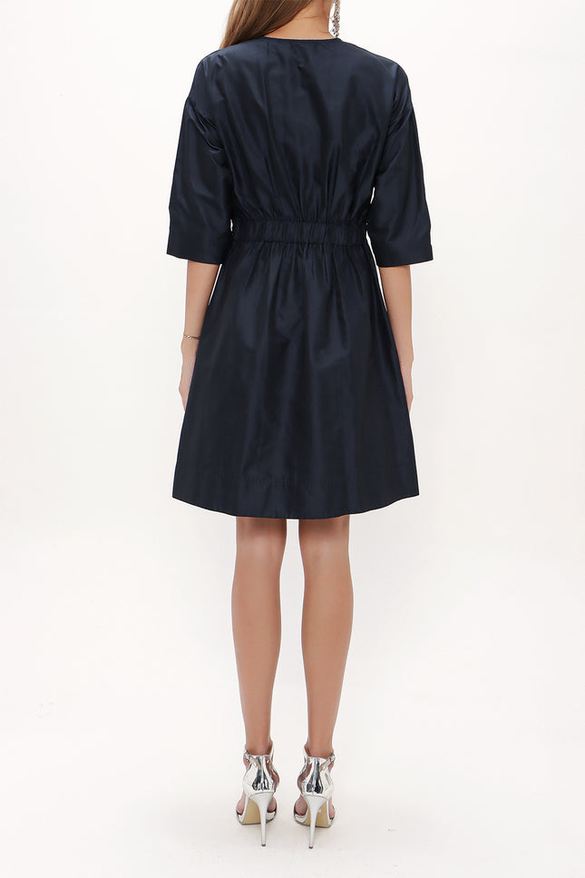 Lacivert Kordonlu mini elbise 92123