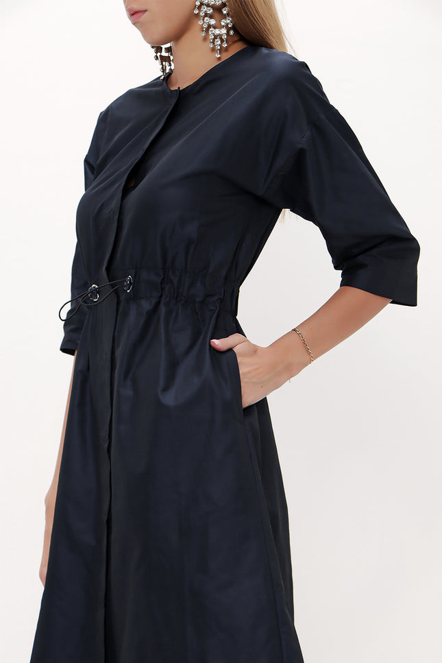 Lacivert Kordonlu mini elbise 92123