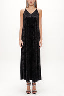 Black Strappy velvet maxi dress 92149