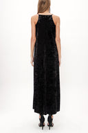 Black Strappy velvet maxi dress 92149