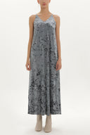 Gray Strappy velvet maxi dress 92149
