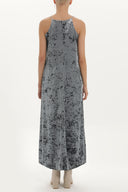 Gray Strappy velvet maxi dress 92149