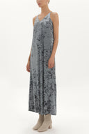 Gray Strappy velvet maxi dress 92149