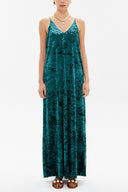 Green Strappy velvet maxi dress 92149