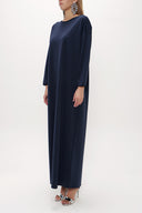 Navy Blue Wide cut woven  maxi dress  92175