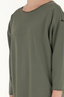 Khaki Wide cut woven  maxi dress  92175