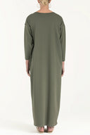 Khaki Wide cut woven  maxi dress  92175