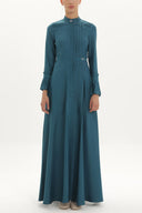 Oil Pleat detail fitted waist maxi dress 92196