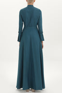 Oil Pleat detail fitted waist maxi dress 92196