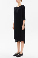 Black Asymmetric  cut midi  dress  92212