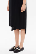 Black Asymmetric  cut midi  dress  92212