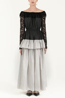 Black Laced ruffled maxi  dress 92249