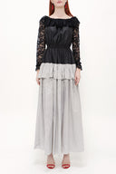 Black Laced ruffled maxi  dress 92249