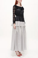 Black Laced ruffled maxi  dress 92249