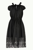 Black Laced skirt Pleated midi dress 92250