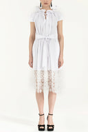 White Laced skirt Pleated midi dress 92250
