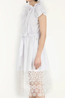 White Laced skirt Pleated midi dress 92250