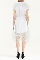 White Laced skirt Pleated midi dress 92250