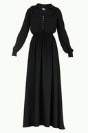 Black Elastic waist button maxi dress 92251
