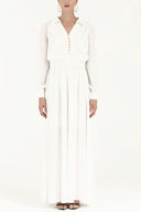 White Elastic waist button maxi dress 92251