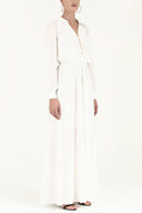 White Elastic waist button maxi dress 92251