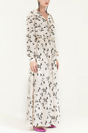 Patterned Elastic waist button maxi dress 92251