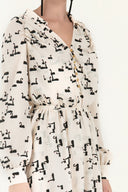 Patterned Elastic waist button maxi dress 92251