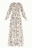 Patterned Elastic waist button maxi dress 92251