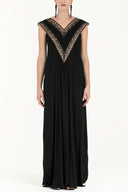 Black V-neck laced maxi dress 92254
