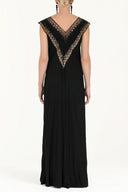 Black V-neck laced maxi dress 92254