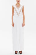 White V-neck laced maxi dress 92254