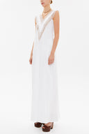 White V-neck laced maxi dress 92254