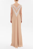 Salmon V-neck laced maxi dress 92254