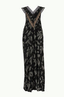 Patterned V-neck laced maxi dress 92254