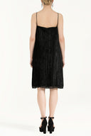 Black Strappy  velvet  midi dress  92264