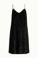 Black Strappy  velvet  midi dress  92264