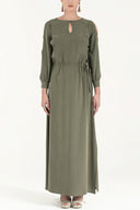 Khaki Window sleeve maxi dress 92265