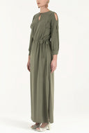 Khaki Window sleeve maxi dress 92265
